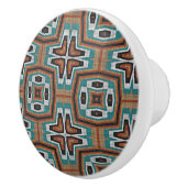 Red Brown Blauwgroen Turquoise Gray Tribal Art Pat Keramische Knop (Rechts)
