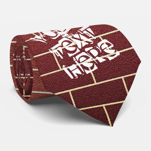 Red Brown Brick Wall Stropdas - aangepaste tekst (Opgerold)
