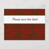 Red & Brown Brocade Save Date Aankondigingskaart (Voorkant)