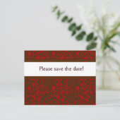 Red & Brown Brocade Save Date Aankondigingskaart (Staand voorkant)