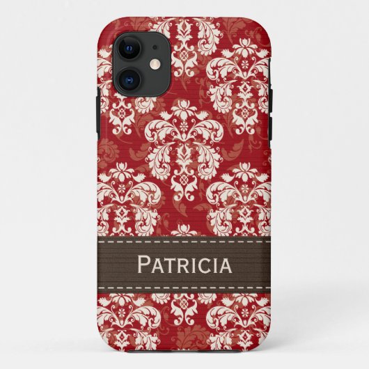 Red Brown Damask Case-Mate iPhone Case (Achterkant)