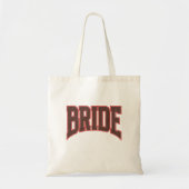 Red + Brown Faux Glitter Varsity BRIDE Tote Bag (Voorkant)