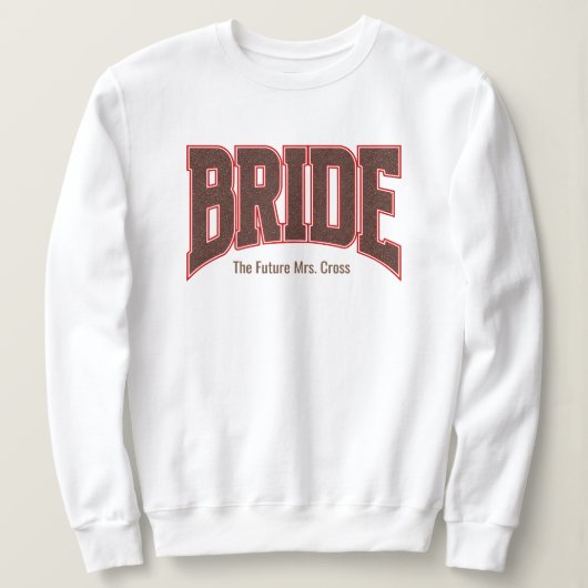 Red + Brown Faux Glitter Varsity BRIDE Trui (Design voorkant)