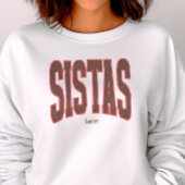 Red + Brown Faux Glitter Varsity SISTAS Trui