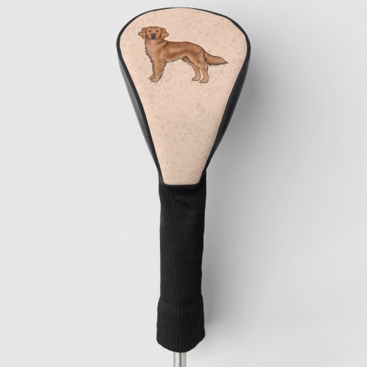 Red Brown Golden Retriever Schattige Cartoon Dog Golfheadcover (Voorkant)