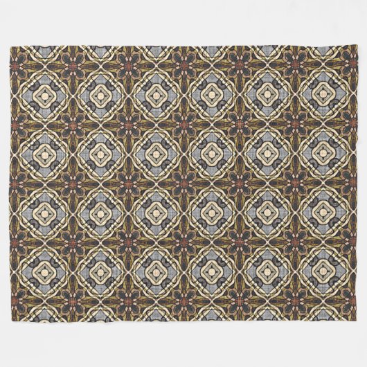 Red Brown Gray Ochre Hip Bohemian Bali Art Motif Fleece Deken (Voorkant (Horizontaal))