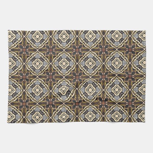 Red Brown Gray Ochre Hip Bohemian Bali Art Motif Theedoek (Horizontaal)