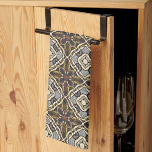 Red Brown Gray Ochre Hip Bohemian Bali Art Motif Theedoek