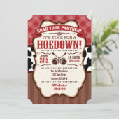 Red Brown Hoedown Party nodiging Kaart (Staand voorkant)