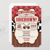 Red Brown Hoedown Party nodiging Kaart (Voorkant / Achterkant)
