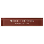 Red Brown Makeup Artist Unique Business Naambordje (Voorkant)