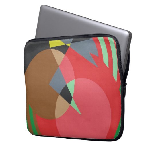 Red & Brown Modern Art Laptop Sleeve (Voorkant Links)