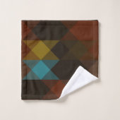 red brown olive yellow and turquoise bad handdoek (Wasdoekje)