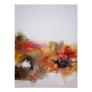Red Brown Oranje White Modern Abstract Art Canvas Poster