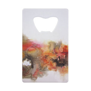 Red Brown Oranje White Modern Abstracte Art Creditkaart Flessenopener