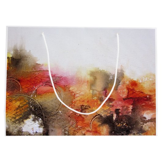 Red Brown Oranje White Modern Abstracte Art Groot Cadeauzakje (Achterkant)