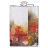 Red Brown Oranje White Modern Abstracte Art Heupfles (Achterkant)