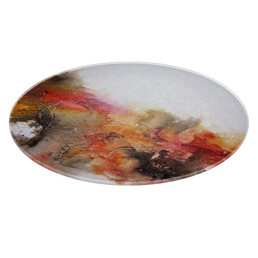 Red Brown Oranje White Modern Abstracte Art Snijplank (Hoek)