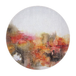 Red Brown Oranje White Modern Abstracte Art Snijplank