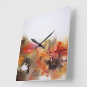 Red Brown Oranje White Modern Abstracte Art Vierkante Klok (Hoek)