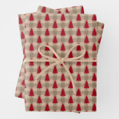 Red Brown Tan Buffalo Pset Rustige Kerstmis Inpakpapier Vel (In situ)