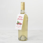 Red Brush Script Kerstmis Truck Flessenhanger (Schuin)