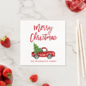 Red Brush Script Kerstmis  Truck Servet (Insitu)