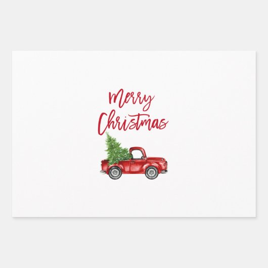 Red Brush Script-kersttruck Inpakpapier Vel (Voorkant 3)