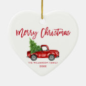Red Brush Script  Red Truck Heart Keramisch Ornament (Achterkant)