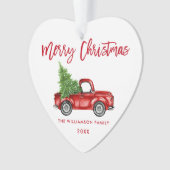 Red Brush Script  Red Truck Heart Ornament (voorkant)