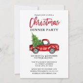 Red Brush Script Truck Kerstparty Red Kaart (Voorkant)
