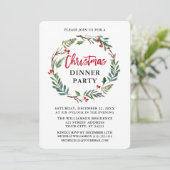 Red Brush Script Waterverf Wreated kerstparty Kaart (Staand voorkant)