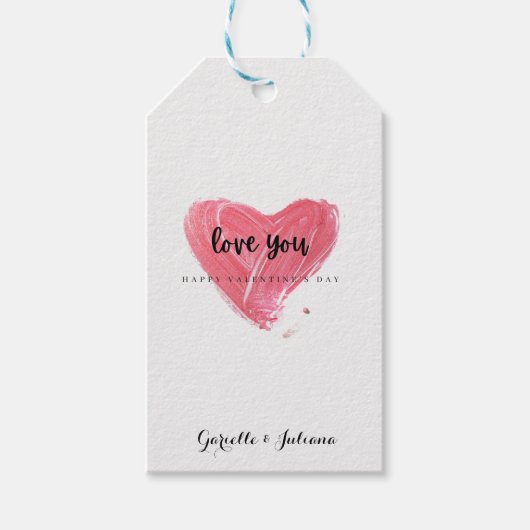 Red Brush Stroke Heart Valentine's Day Cadeaulabel (Voorkant)