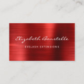 Red Brushed Metal Script Lash Extension Visitekaartje (Voorkant)