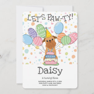 Red Brussels Griffon Uitnodiging voor verjaardagsf