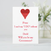 Red Bubble Heart word je mijn Groomsman? Kaart (Staand voorkant)