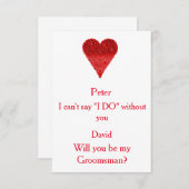 Red Bubble Heart word je mijn Groomsman? Kaart (Voorkant / Achterkant)