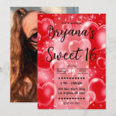 Red Bubble Hearts Cute Girly 90's verjaardag Kaart (Voorkant / Achterkant)