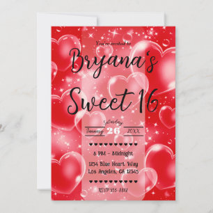 Red Bubble Hearts Cute Girly 90's verjaardag Kaart