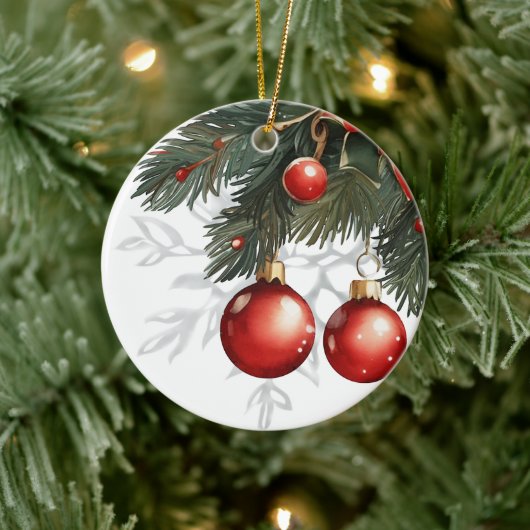 Red Bubble kerst Keramisch Ornament (Boom)