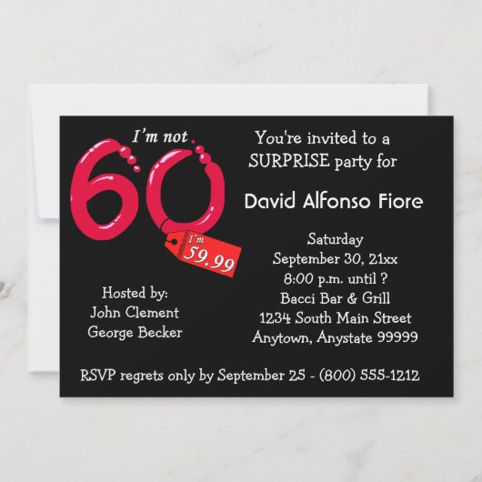 Red Bubble Letter 60th Birthday Celebration Kaart (Achterkant)