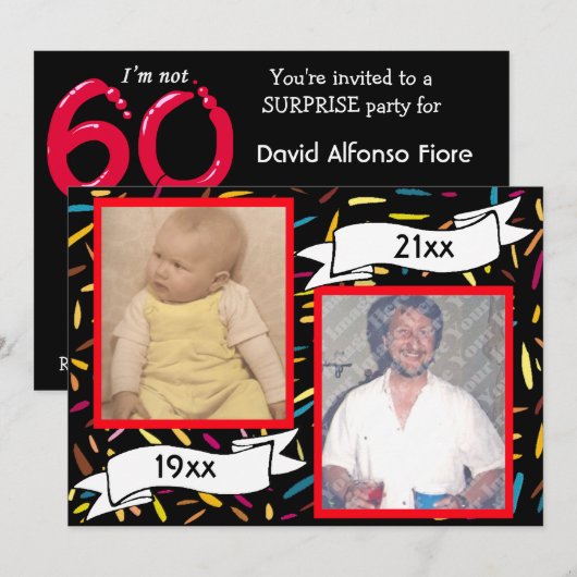 Red Bubble Letter 60th Birthday Celebration Kaart (Voorkant / Achterkant)