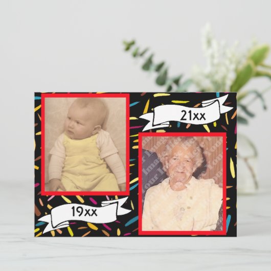 Red Bubble Letter 70th Birthday Celebration Kaart (Staand voorkant)