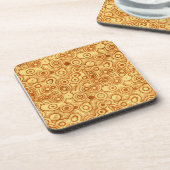 Red Bubbles op Gold Abstract Drankjes Onderzetter (Linkerzijde)