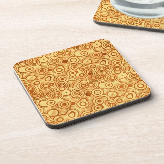 Red Bubbles op Gold Abstract Drankjes Onderzetter (Linkerzijde)