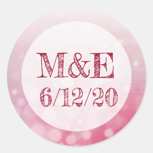 Red Bubbles Personalized Weddenkers Ronde Sticker (Voorkant)