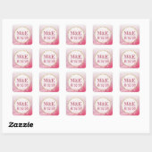 Red Bubbles Personalized Weddenkers Vierkante Sticker (Vel)