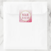 Red Bubbles Personalized Weddenkers Vierkante Sticker (Tas)