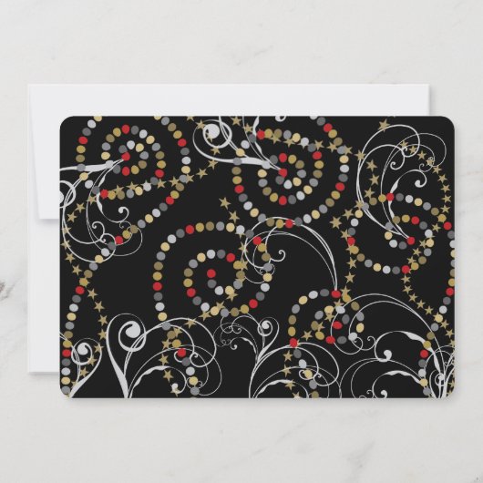 Red Bubbly Bottles Wervelt Oudejaarsfeest Kaart (Achterkant)