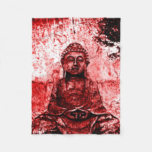 Red Buddha Grunge Art Blanket Fleece Deken